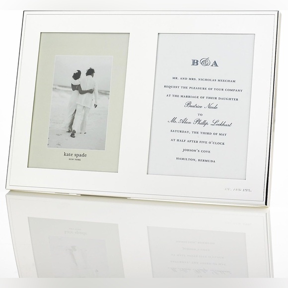 Kate Spade New York Darling Point Double 5 x 7” Silver Frame Wedding Mr. & Mrs. - Picture 1 of 12